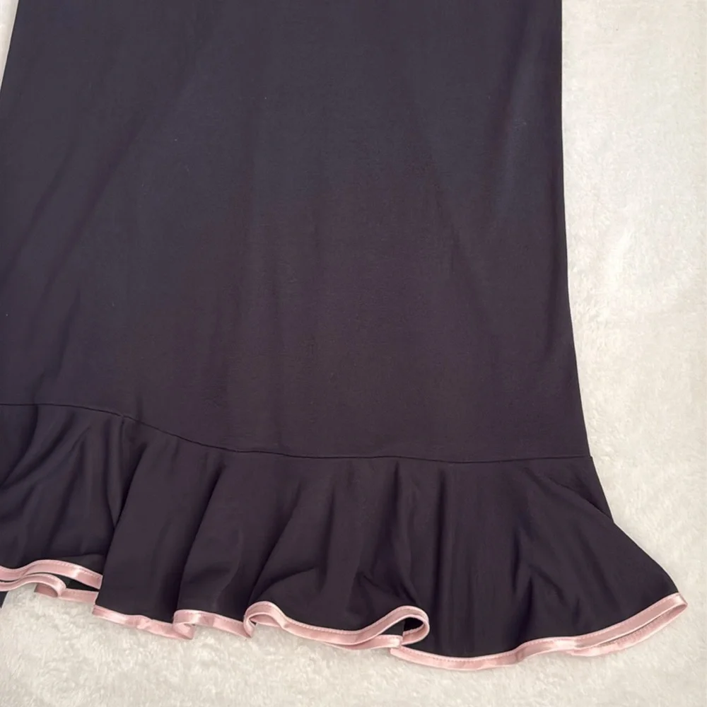 {VTG} City Triangles | Y2K Babydoll Midi Dress Black Made in USA (L Fits S/M) - Picture 6 of 14